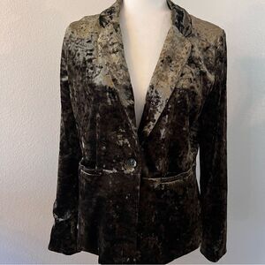 Sanctuary Blazer Velvet Size Small Moss Green Long Sleeve Button Front